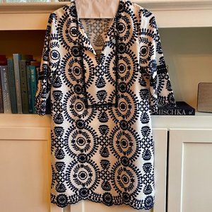 MissLook Women's 3/4 Sleeve V Neck Floral Printed -blue and white - Worn 1 x